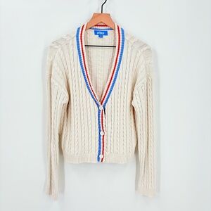 Prince Pickleball Cable Knit V-Neck Button Down Cardigan‎ Sweater XL